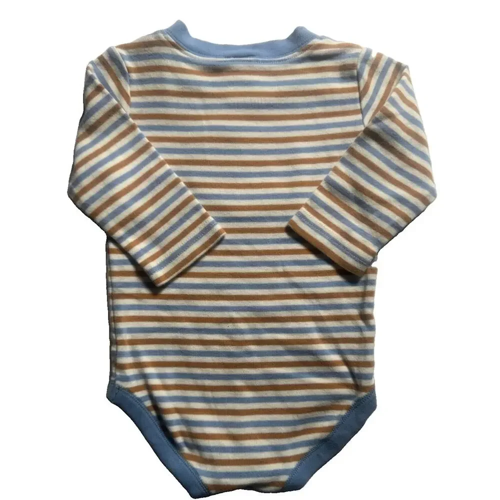 Vintage 2006 Gymboree Baby Boy 6-12M Striped Puppy Dog Bodysuit Cotton